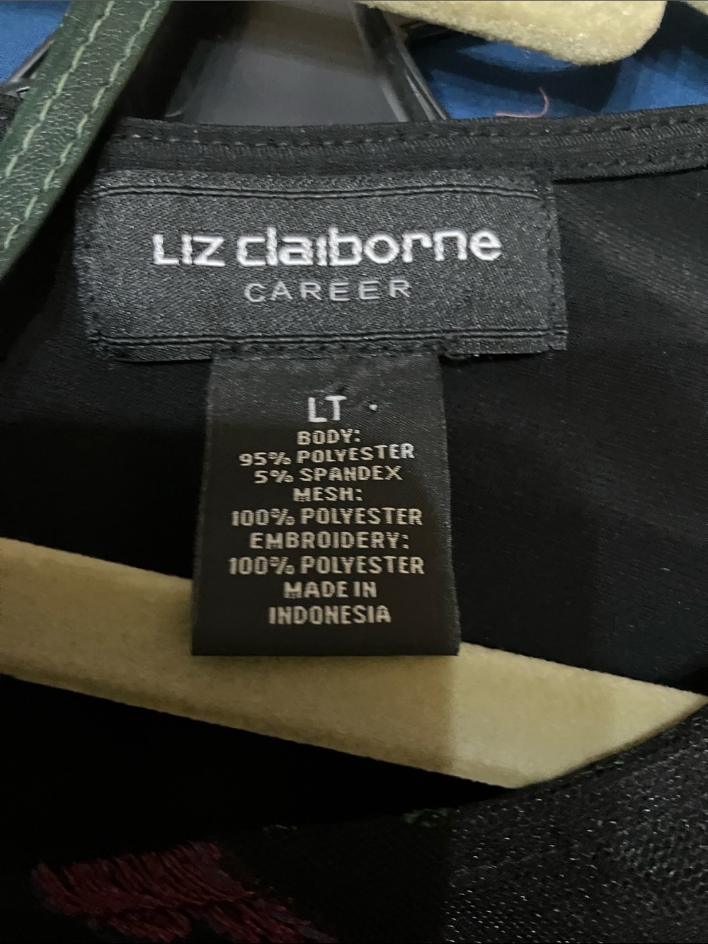 Liz Claiborne Black Floral Embroidered Overlay Long Sleeve Top - Picture 2 of 9